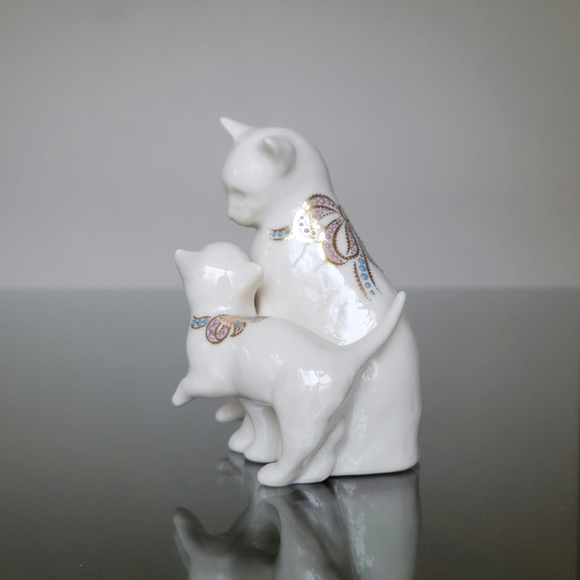 SOLD - Lenox China Jewels Collection Mother Cat/Kitten Motherly Love Figure 1995 - Picture 3 of 7